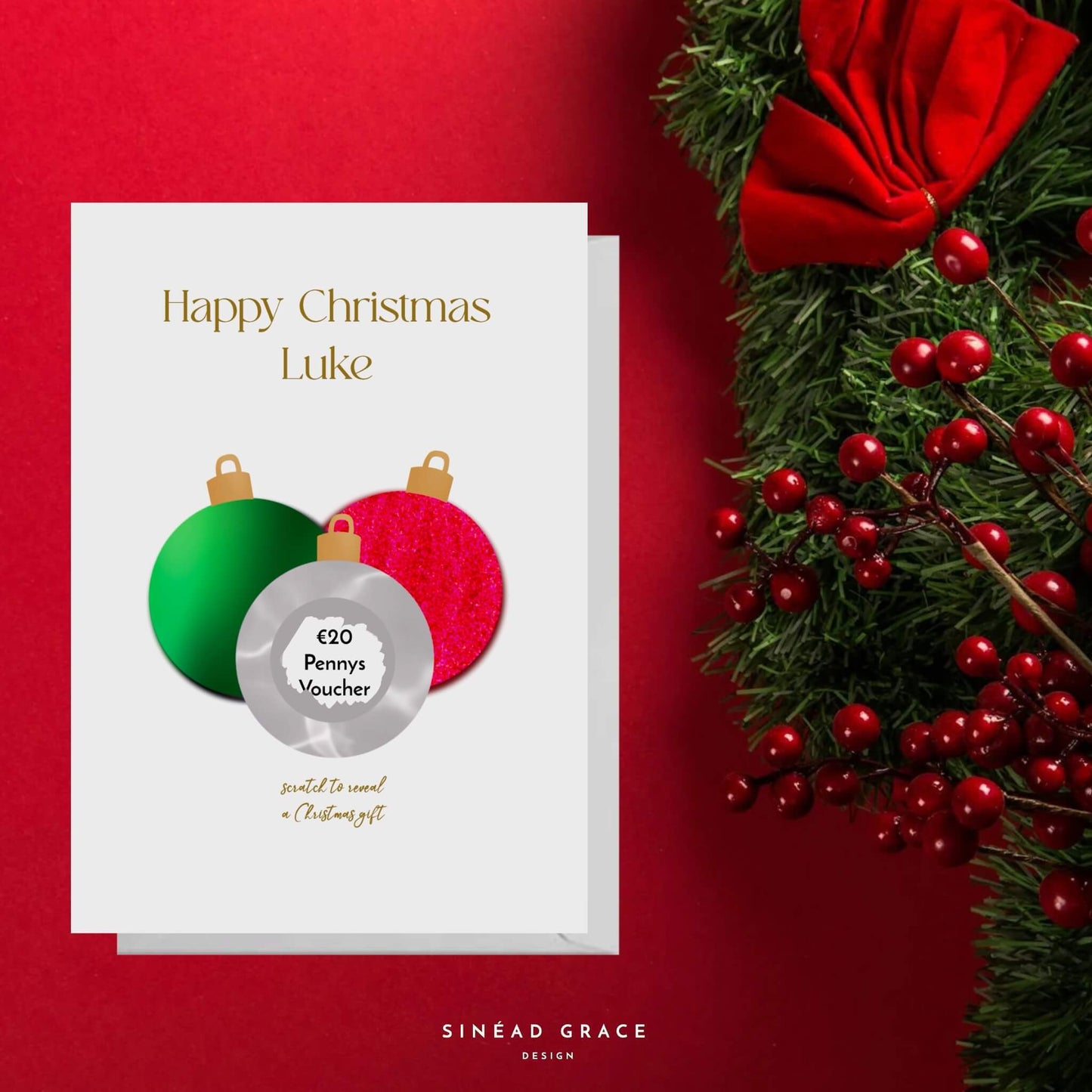 Scratch Reveal Personalised Christmas Bauble Card