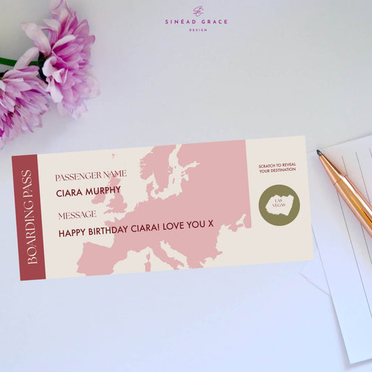 Personalised Boarding Pass Scratch Card