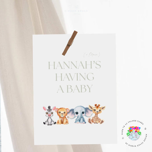 Baby Animals New Baby Personalised Card